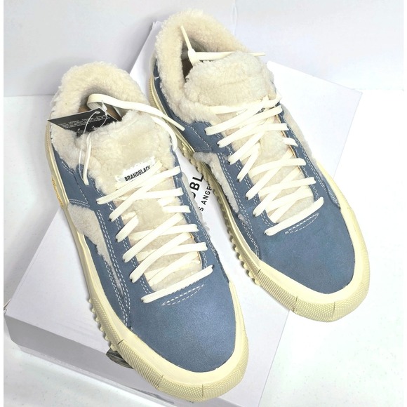 BRANDBLACK Bravo Faux Shearling Sneakers Womens Sz 10 Blue Leather Vibram $180 - Picture 3 of 14